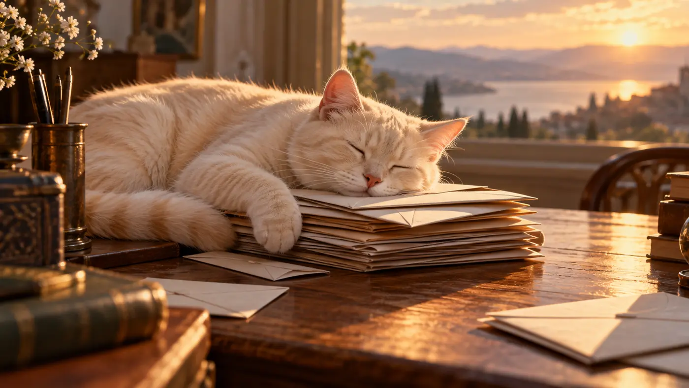 Sonhar com gato dormindo sobre cartas fechadas