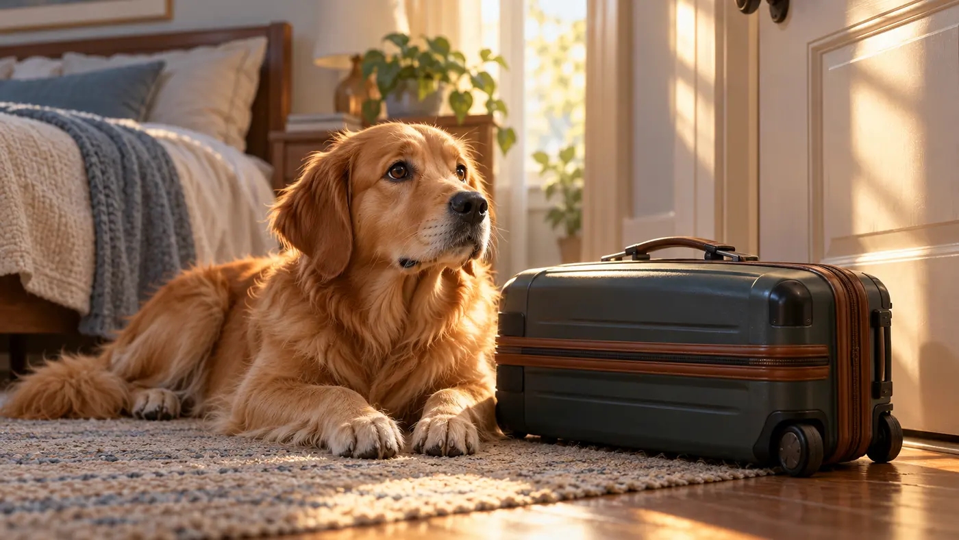 Dream of a Dog Waiting Beside a Closed Suitcase