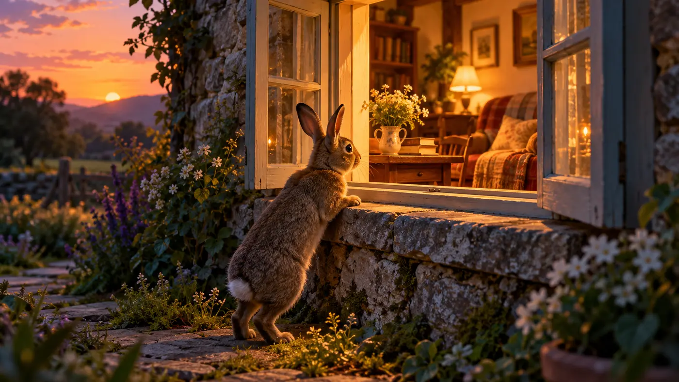 Dream of a Rabbit Looking Through an Open Window