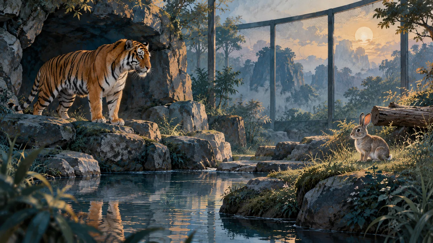 Dream of a tiger catching a rabbit at a zoo