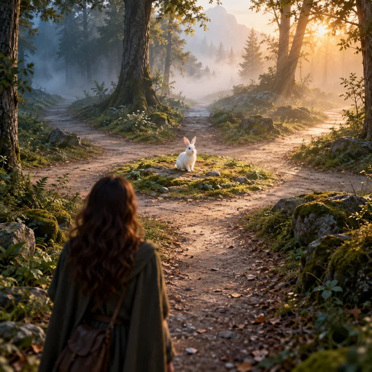 Dream of a White Rabbit Waiting at a Crossroads